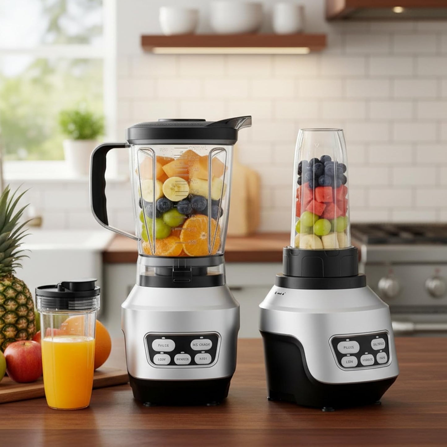 Batidora de 1200W 60oz para batidos con tazas sin BPA plateado