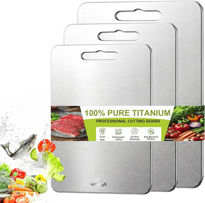 3 Tablas Cortar Titanio Puro Higiénicas para Carnes Verduras