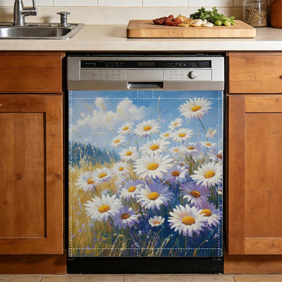 Cubierta imán para lavaplatos con flores blancas decoración cocina waterproof 23x26 pulgadas