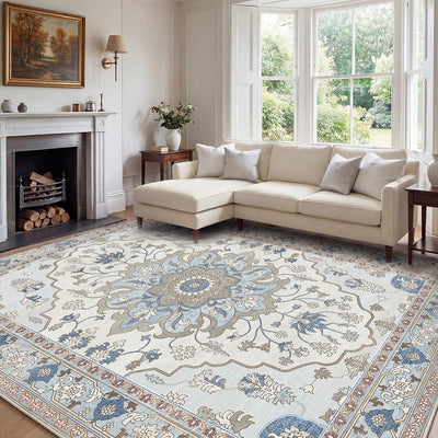 Alfombra área 8x10ft bohemia vintage lavable suave antideslizante
