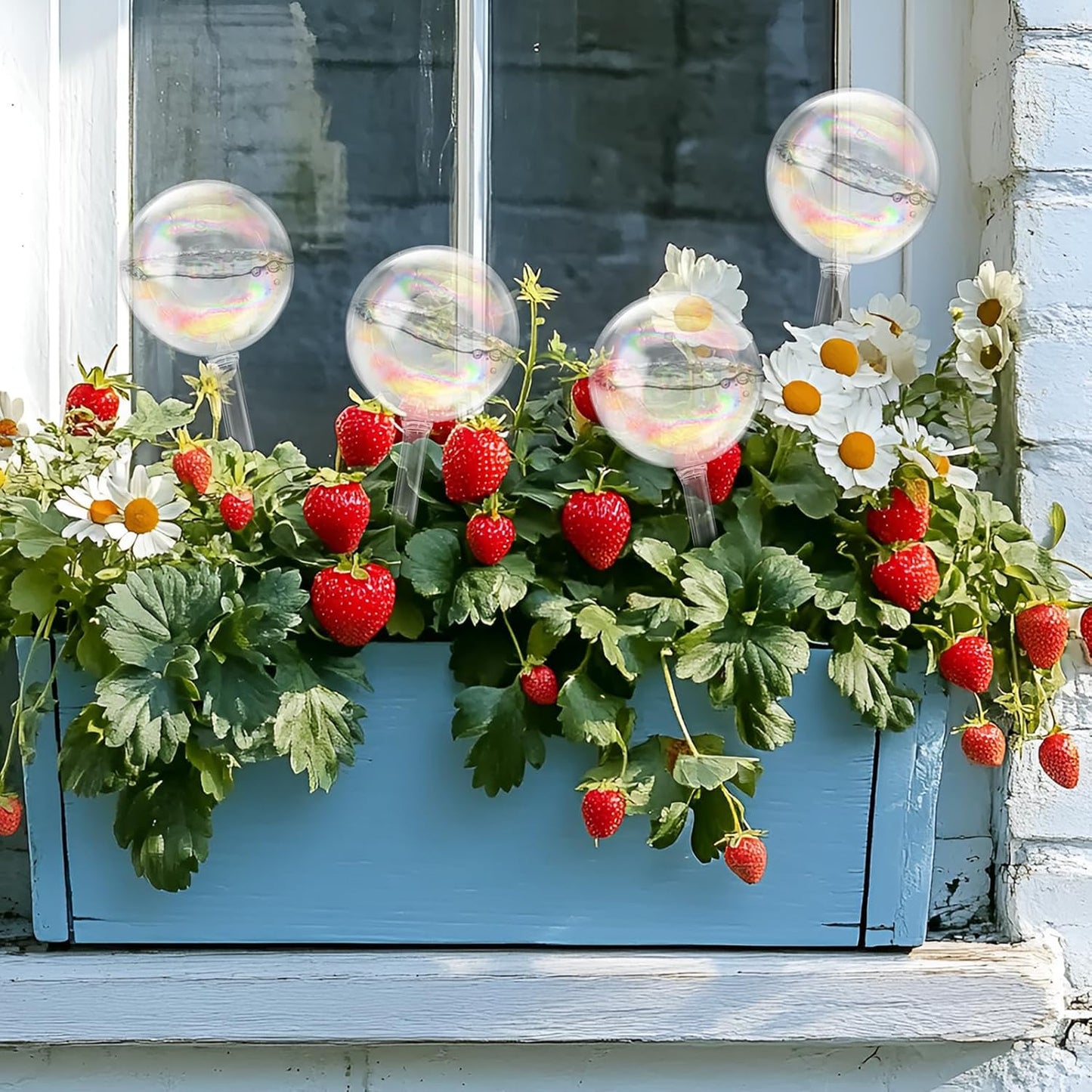 2 Globos Riego Vidrio Iridiscente para Interior y Exterior