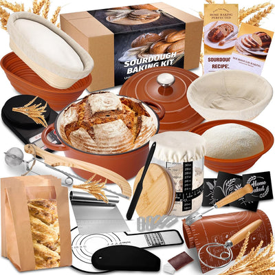 Kit masa madre olla hierro esmaltado cesta pan 34oz herramientas