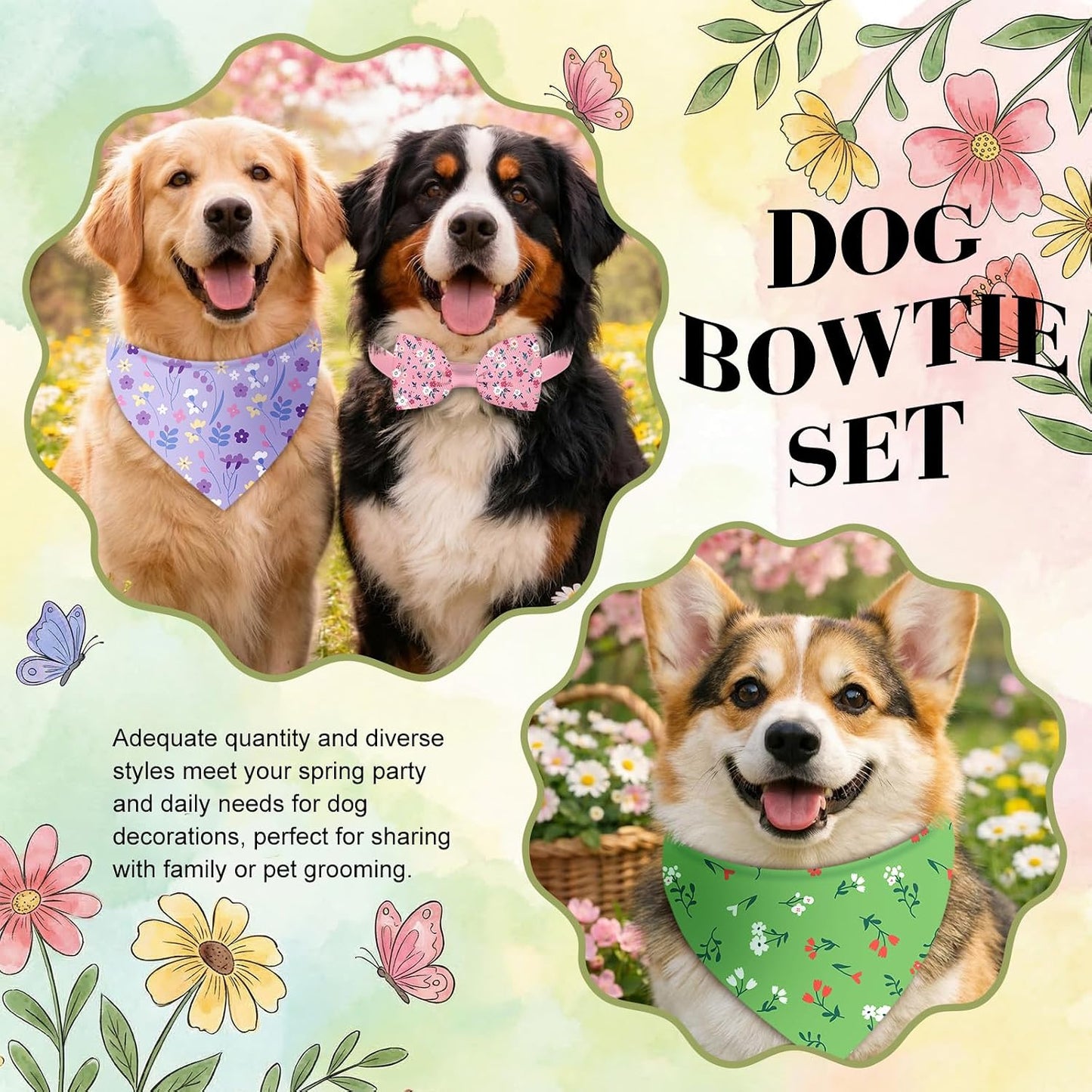 Set 50 bandanas primavera perro corbatín 25 a granel 25 dijes