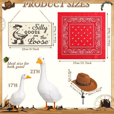 Juego ganso vaquero con sombrero y bandana roja 23pulg