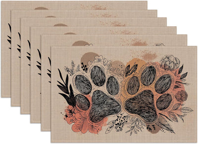 Placemats Boho Floral para mascotas de 12x18 pulgadas set de 6
