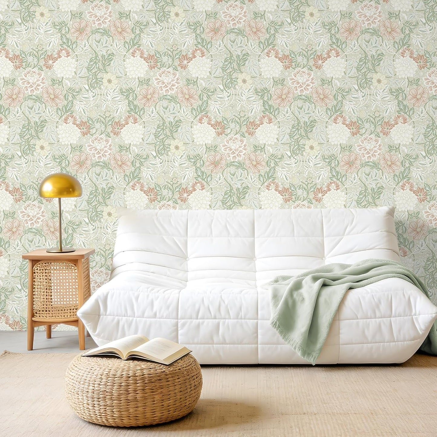 Papel tapiz floral despegable y pegable vintage 17.7x118pulg