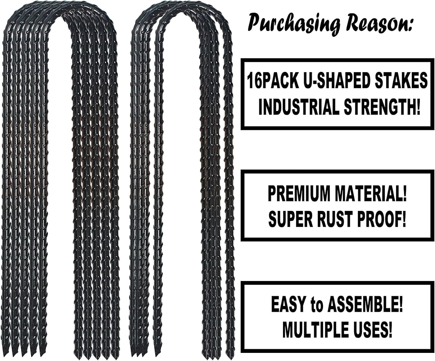 Estacas viento forma U para trampolín camping negro