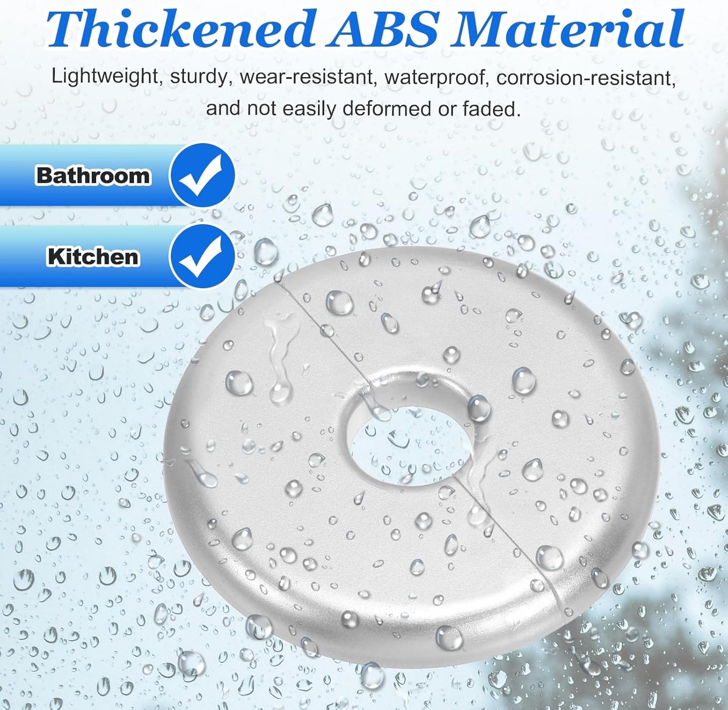 2 Bridas ABS Autoadhesivas para Ducha 0.6pulg Cubierta Tubo Agua