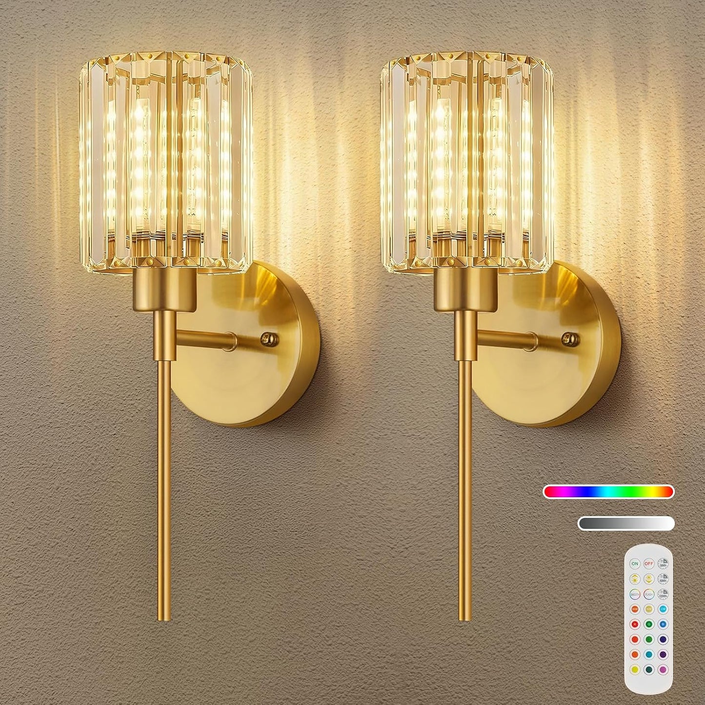 Lámpara pared cristal inalámbrica 12 colores
