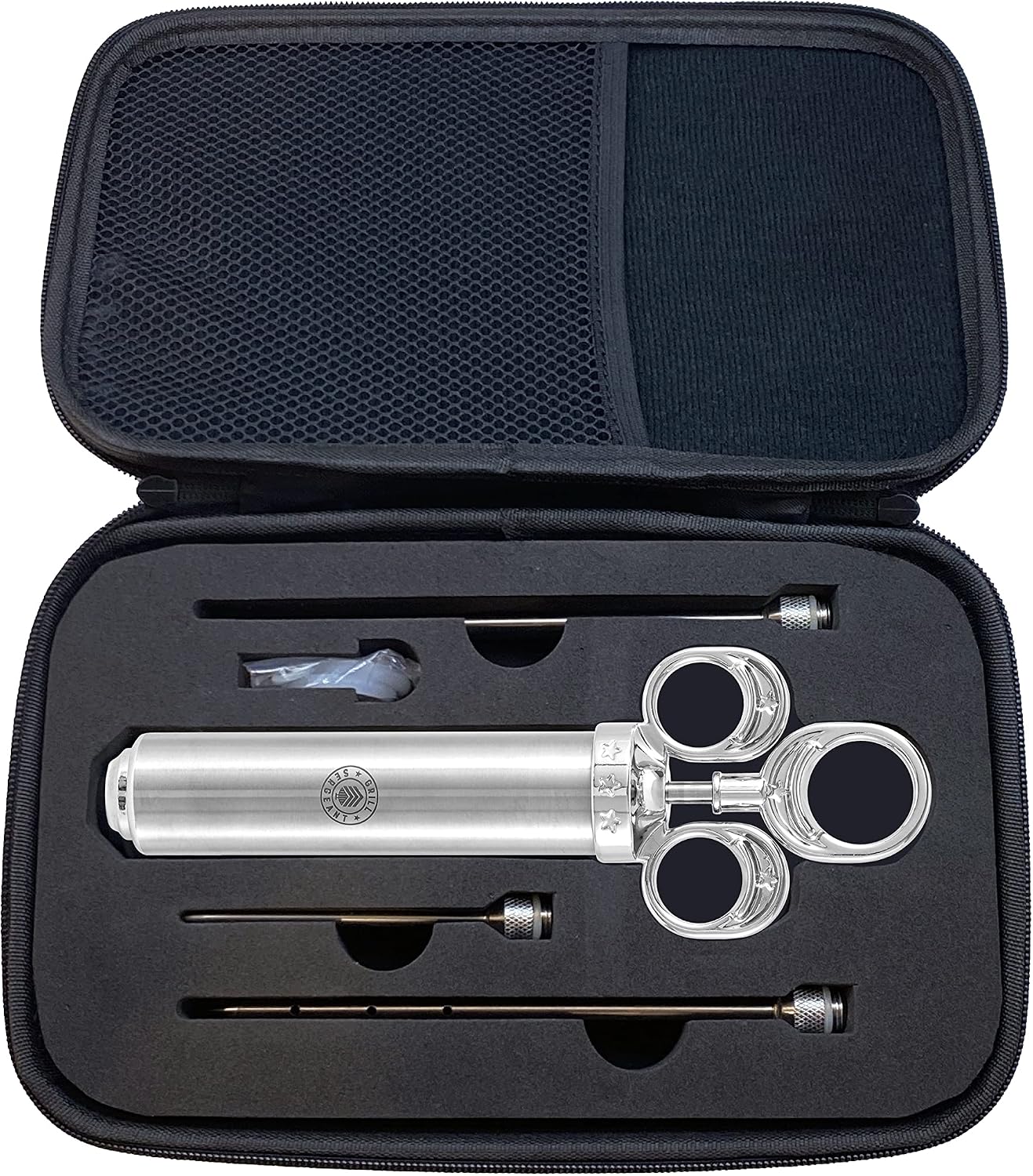 Inyector carne acero inox 304 6 agujas 2.5oz con estuche