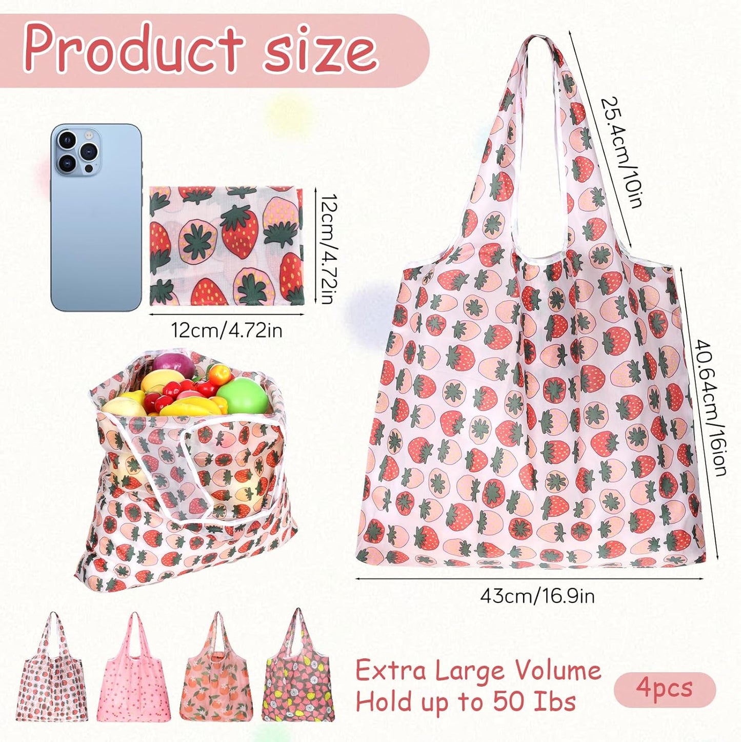 2 Pzas Bolsas Compras Reutilizables Plegables Extra Grandes