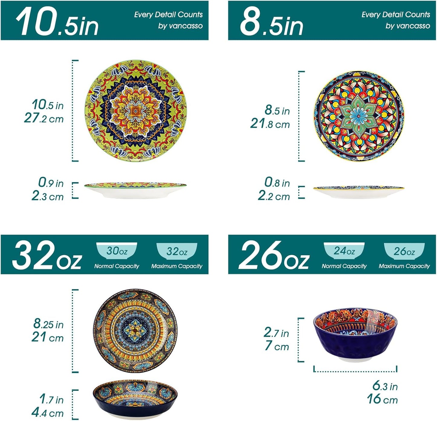 Juego de 16 platos y cuencos bohemios Vancasso