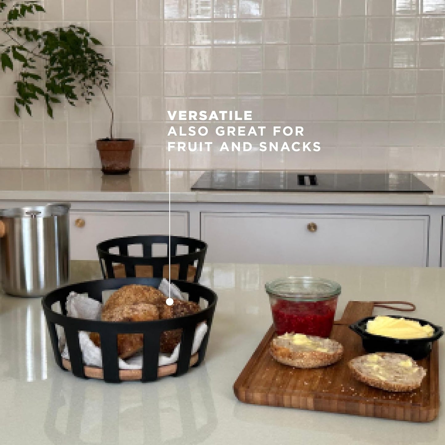 Cesta Pan Bambú Plástico Negro 9.6x9.6x3.5pulg