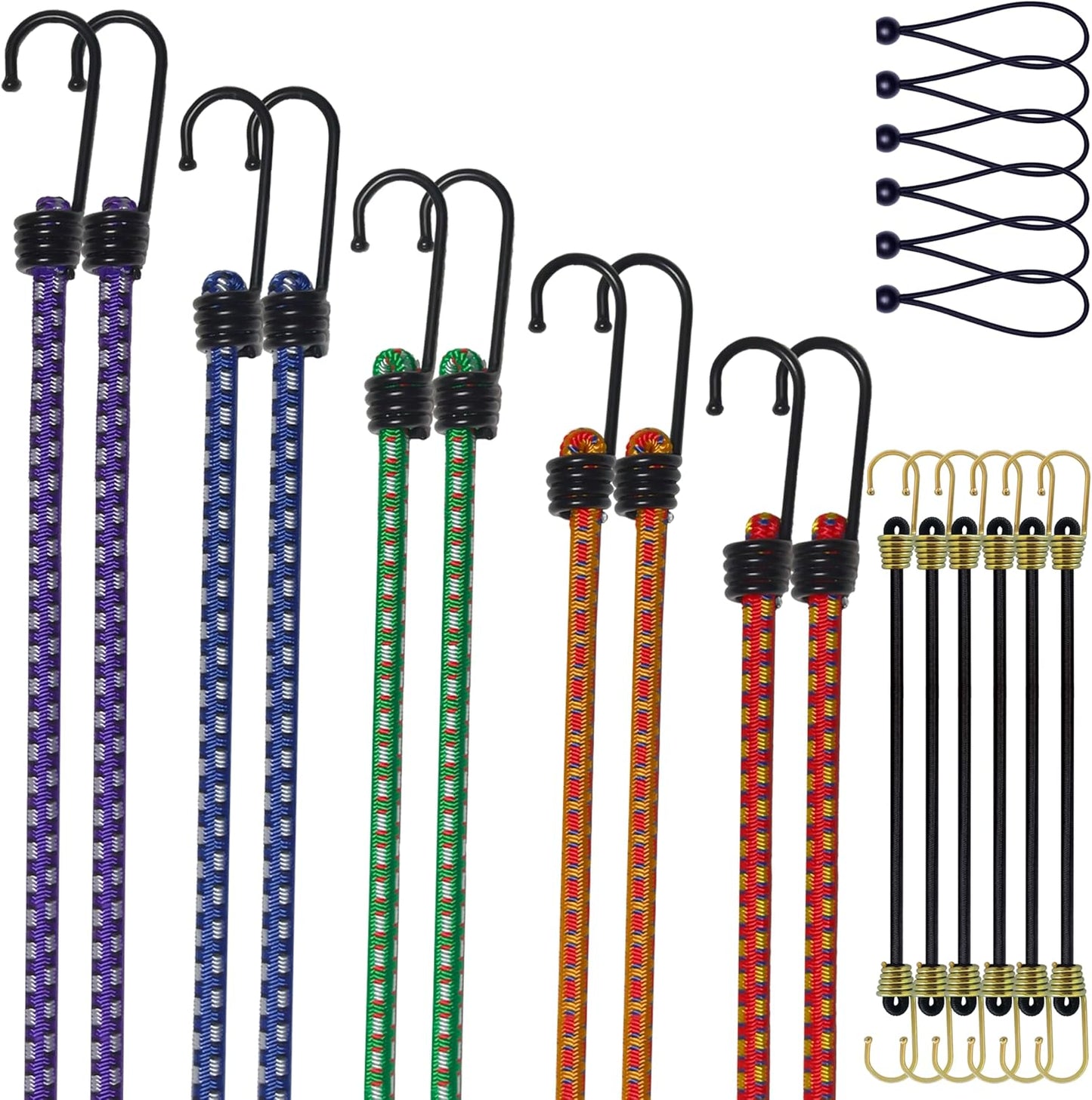 Set 22 Cuerdas Elásticas con Ganchos 0.315pulg