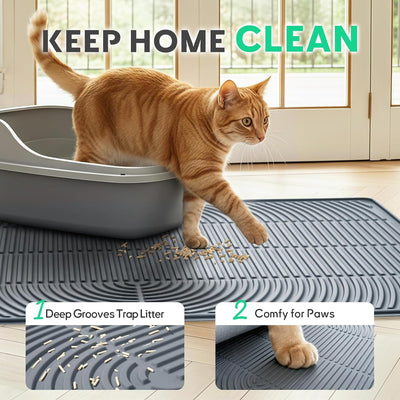 Tapete arena gato 34x22pulg silicona impermeable antideslizante