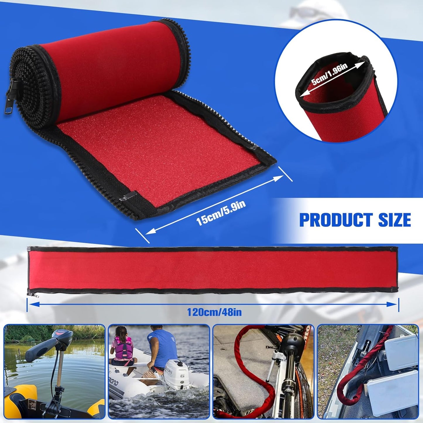 Funda neopreno roja con cremallera 48pulg motor arrastre