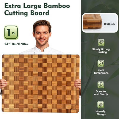 Tabla cortar bambú XXXL para charcutería cocina