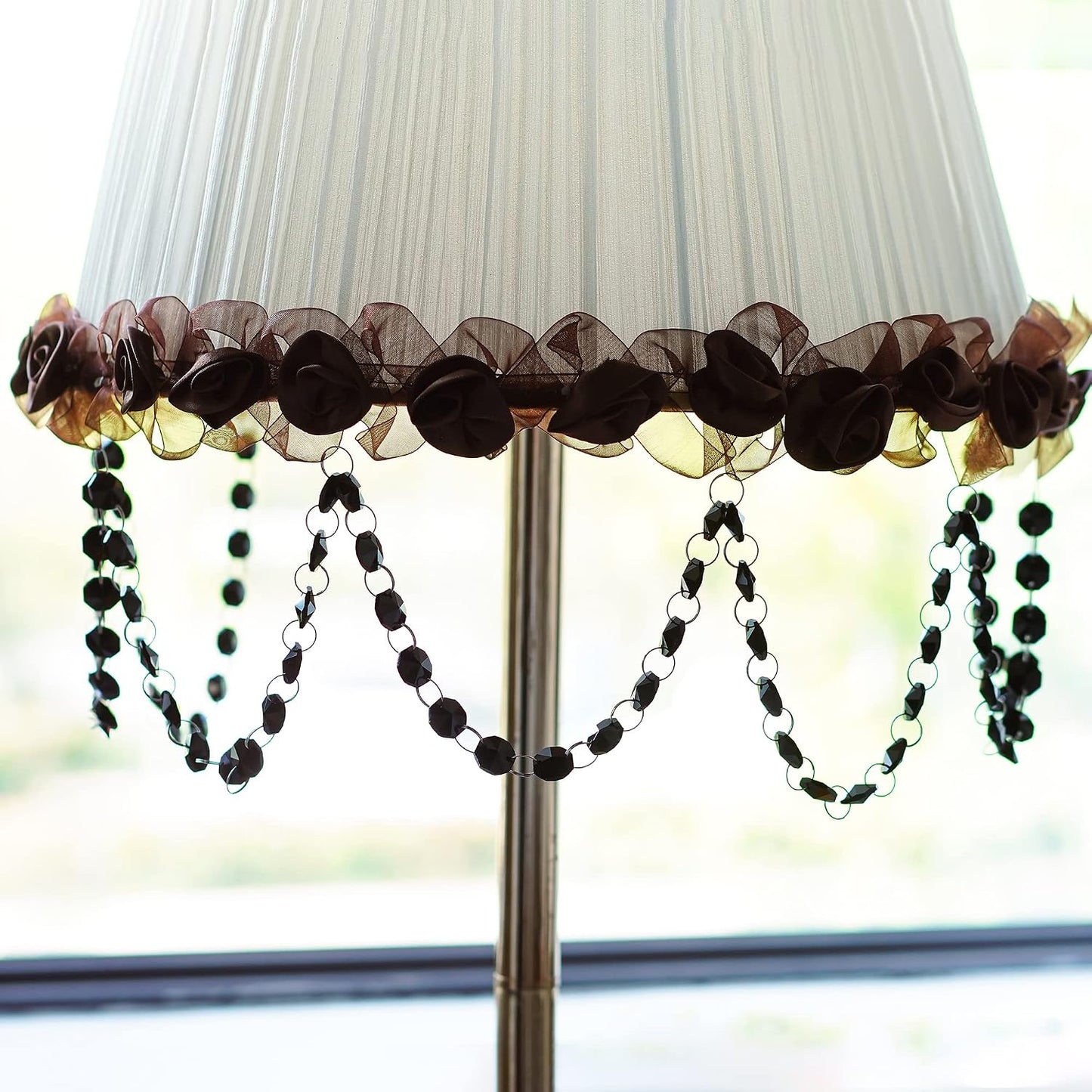 Guirnalda boda Navidad 6ft cuentas octágonas colgantes negro