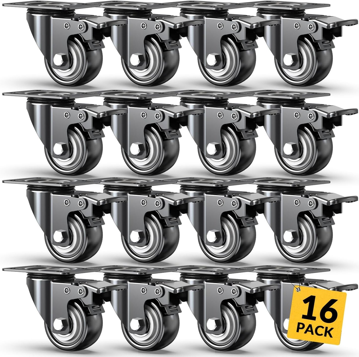 Set 16 Ruedas Giratorias 2pulg 2400lb Freno Doble