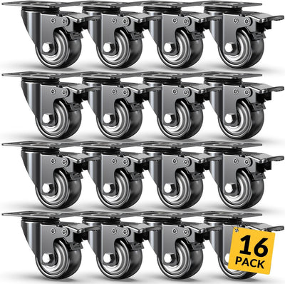 Set 16 Ruedas Giratorias 2pulg 2400lb Freno Doble