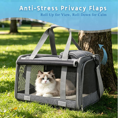 Transportador plegable para gatos y perros pequeños hasta 17lb