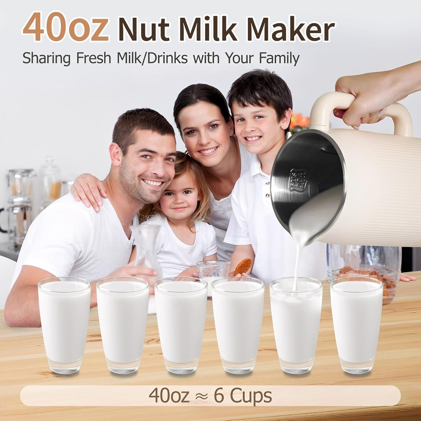 Licuadora 8en1 para leche de nuez 40oz almendras avena soja
