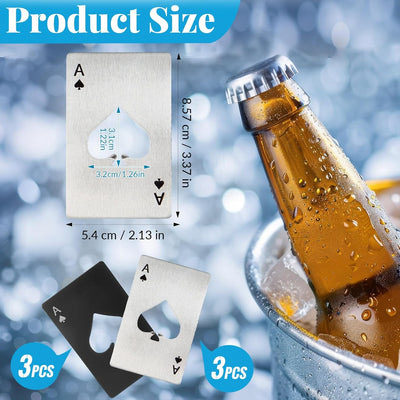 Abrebotellas de tarjetas de póquer Ace of Spades tamaño tarjeta de crédito 6 unidades