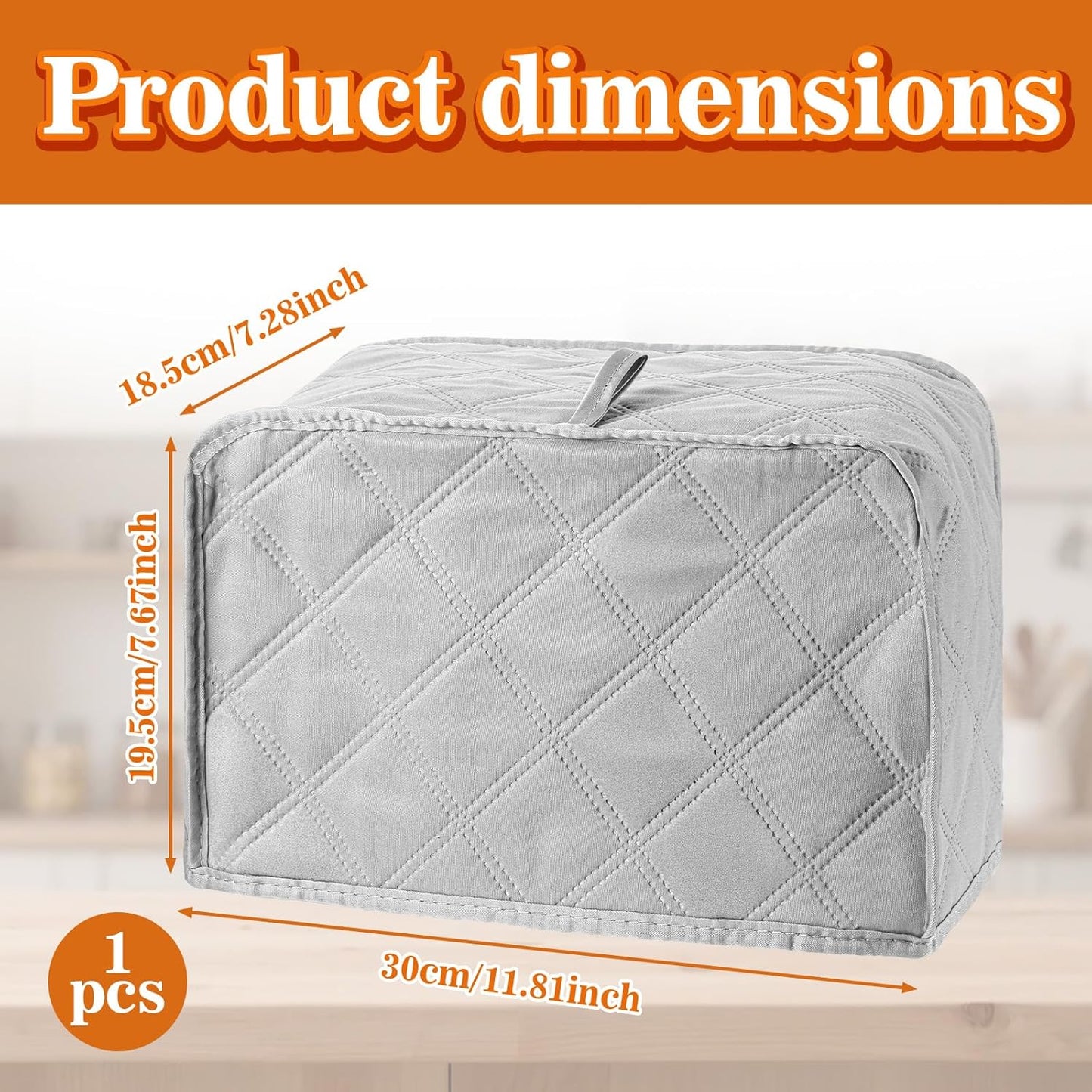 Funda acolchada tostadora 2 rebanadas tela poliéster gris