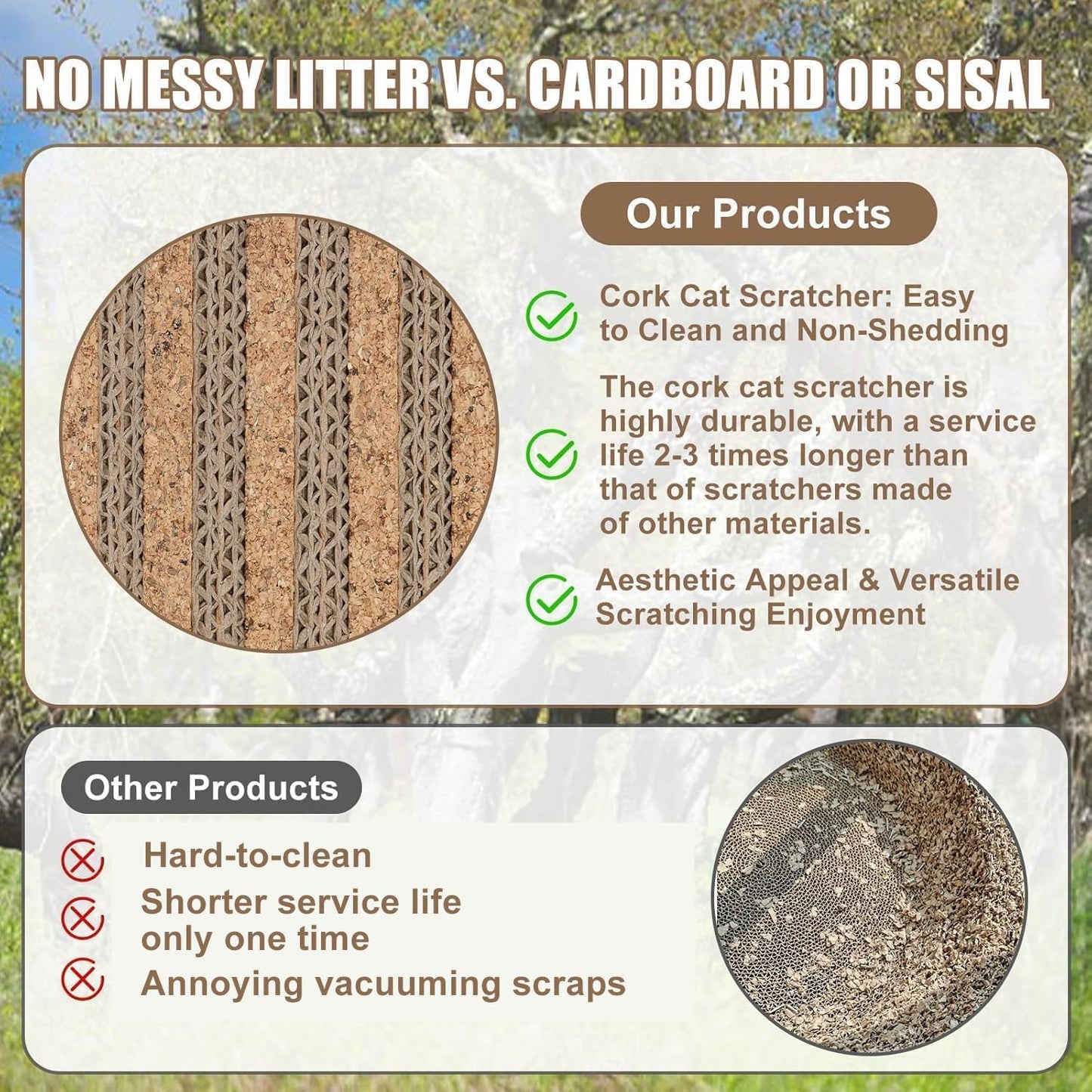 Tapete natural para arañazos de gato y corcho protector de sofá