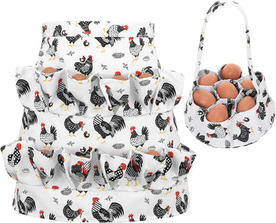 Apron y canasta para recoger huevos con 19 bolsas