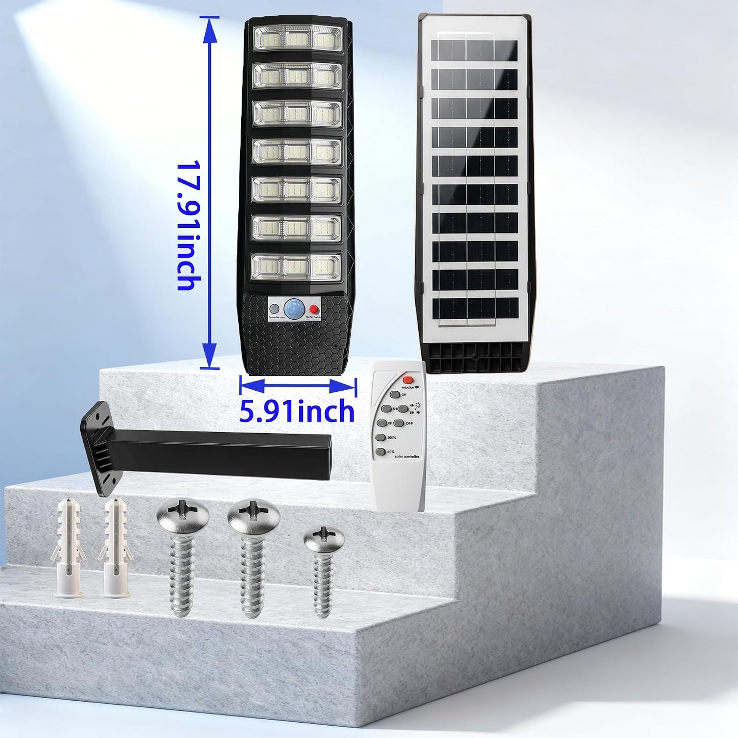 Luz solar calle IP66 2000LM sensor movimiento seguridad