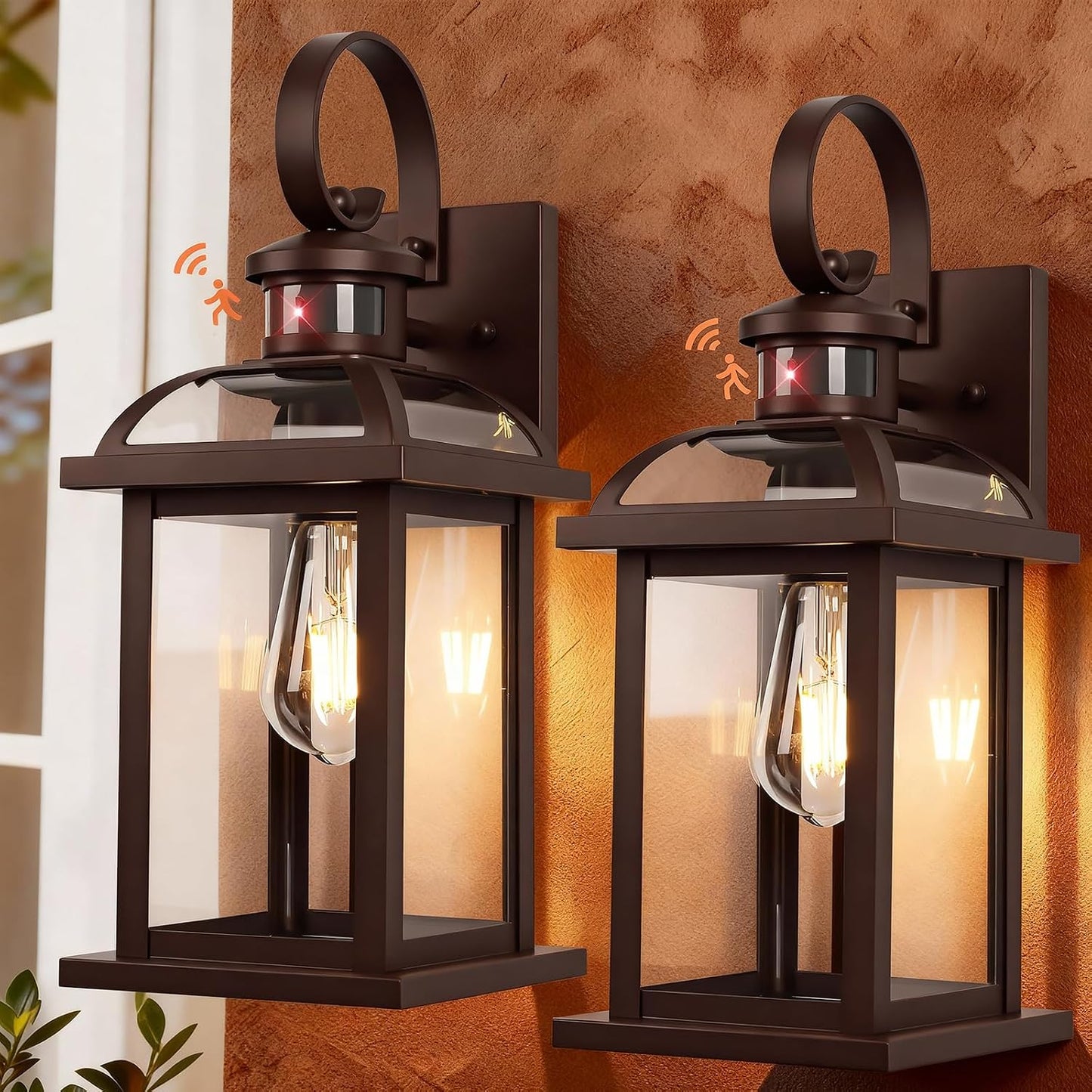 Luces exteriores sensor movimiento bronce aceitado IP65 paquete 2