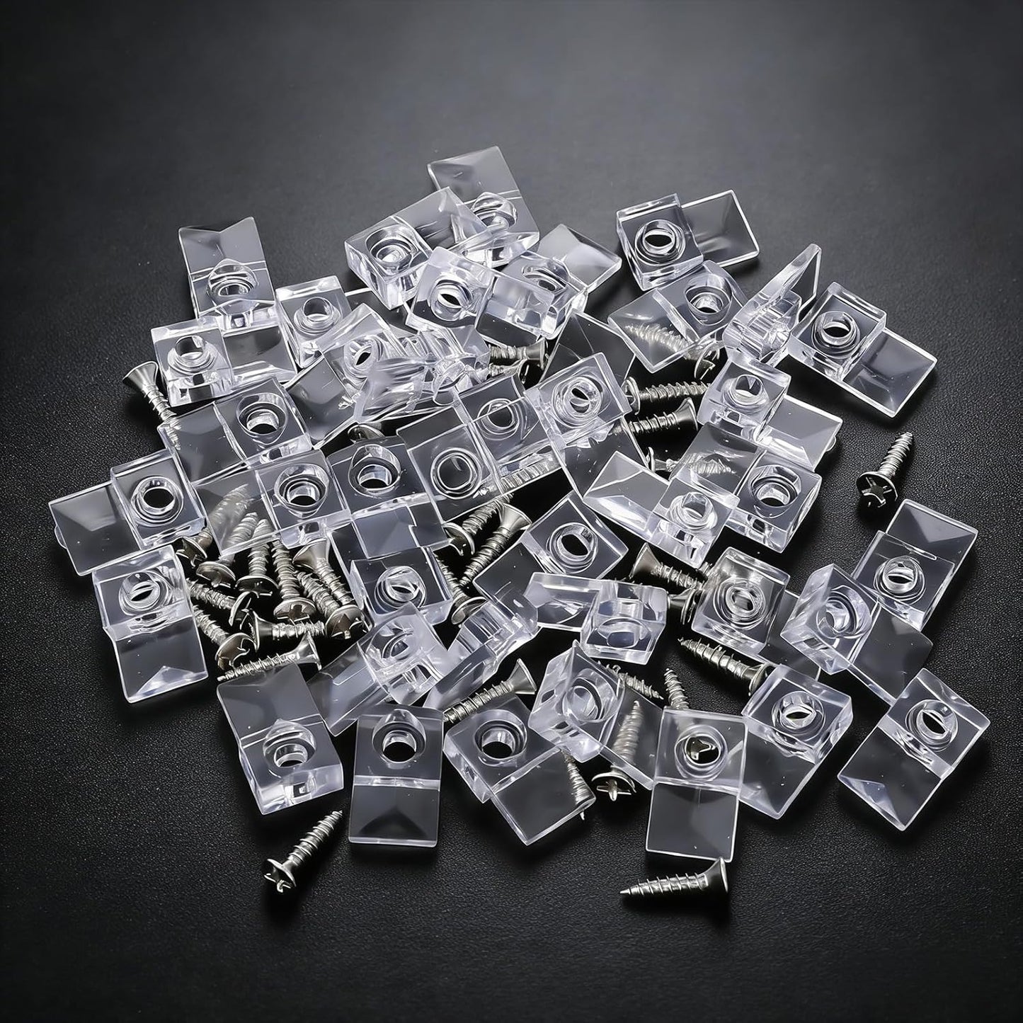 Set 60 Clips Soporte Espejo Plástico Transparente Pared