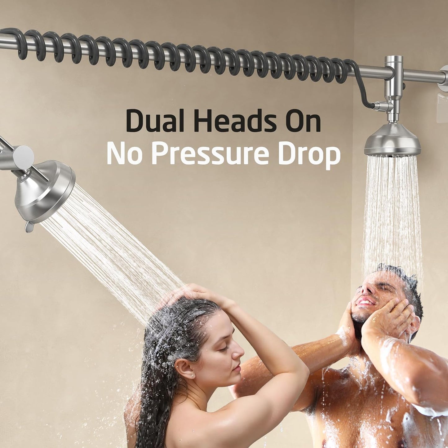 Cabezal ducha tándem doble spa 7 modos ajustable