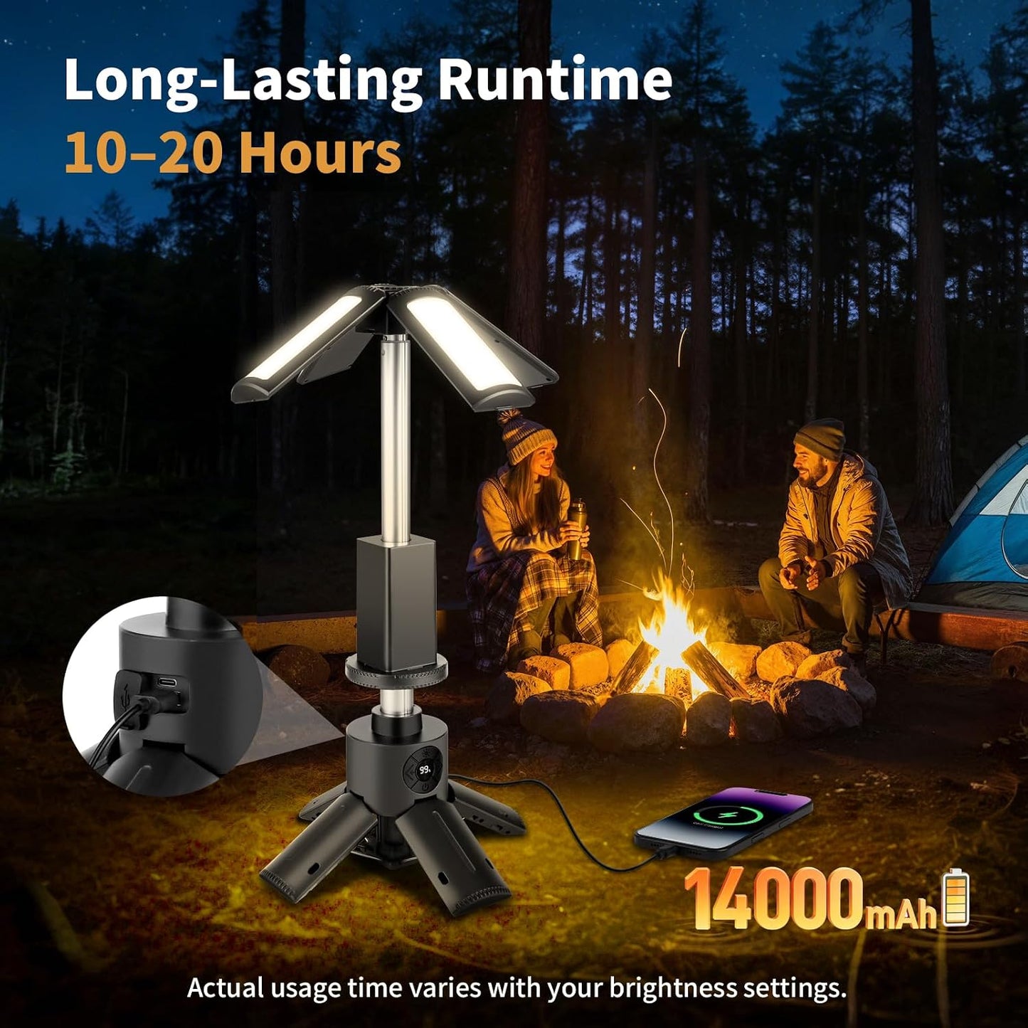 Luces camping recargables 7200/5000/3600K dimmable negro