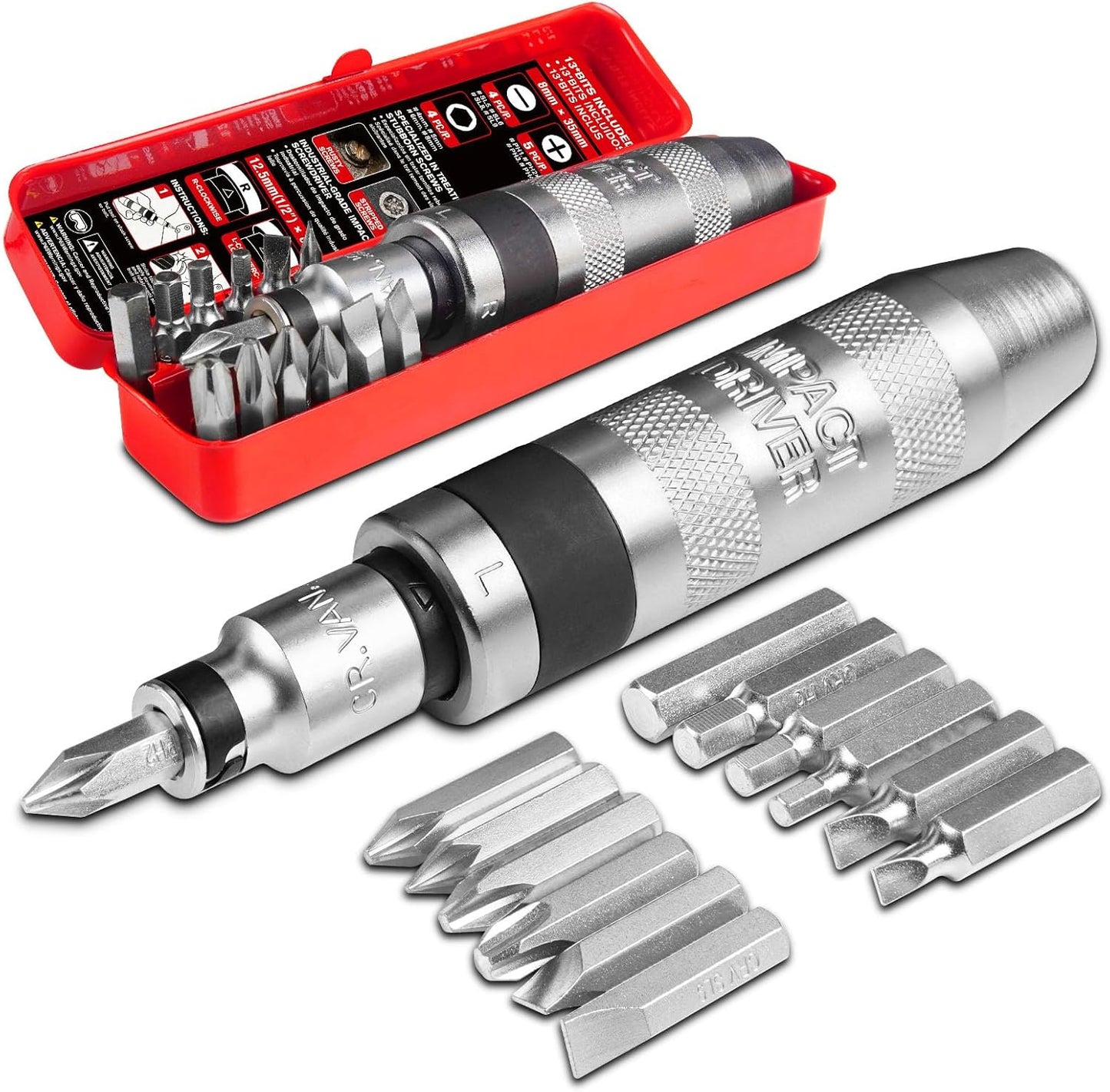 Set 15 Pzas Destornilladores Impacto Acero Cr-v