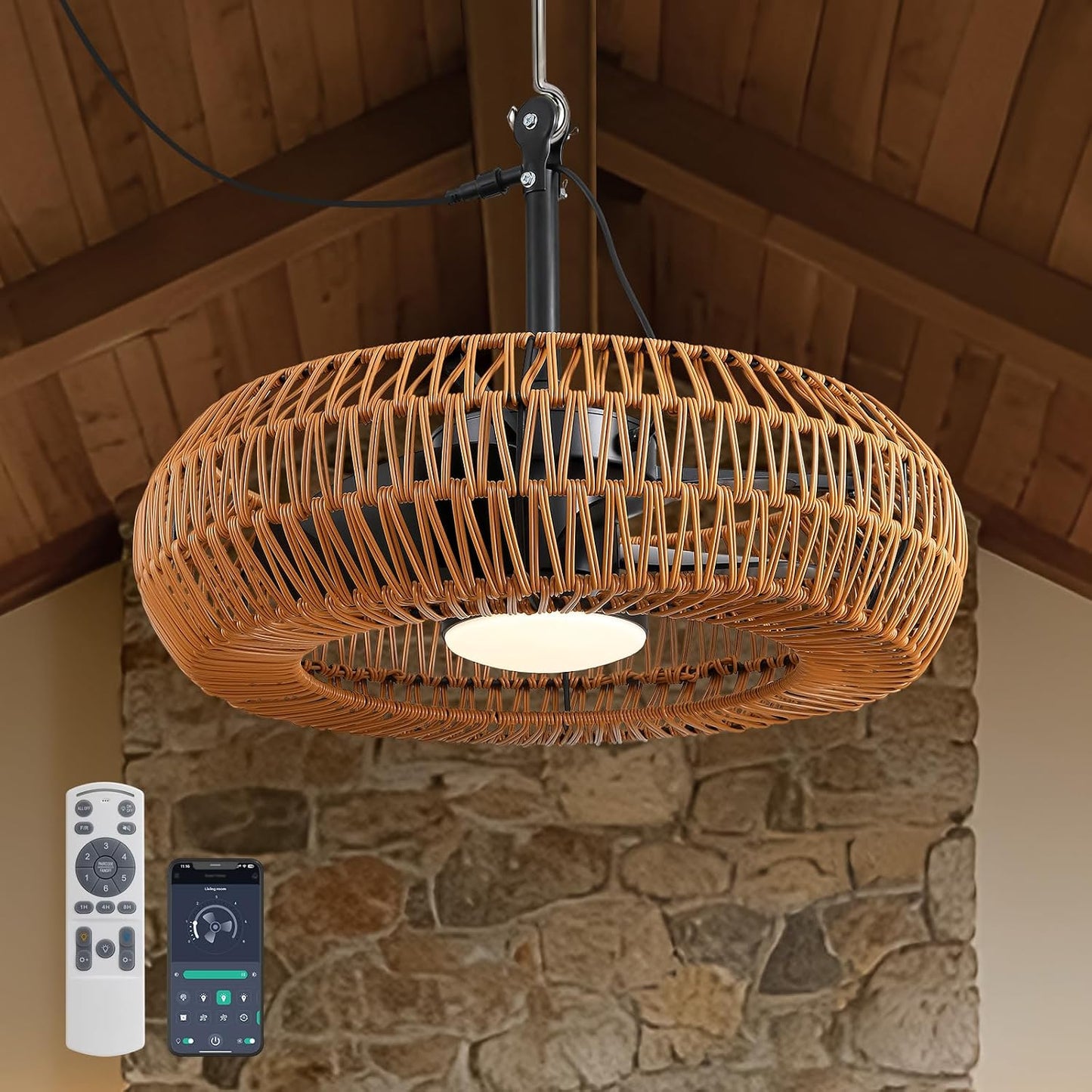 Ventilador techo exterior 23.6pulg luces control remoto