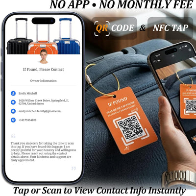 Etiqueta equipaje NFC QR rastreador sin app