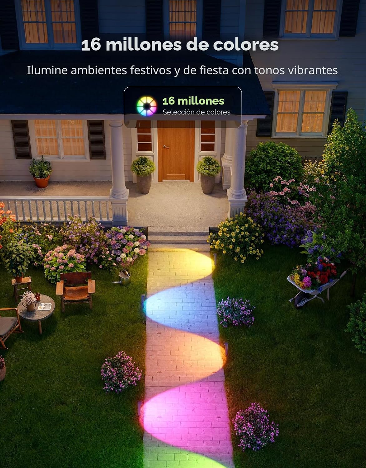 Luces camino IP67 16M colores 8uds comp Alexa Google