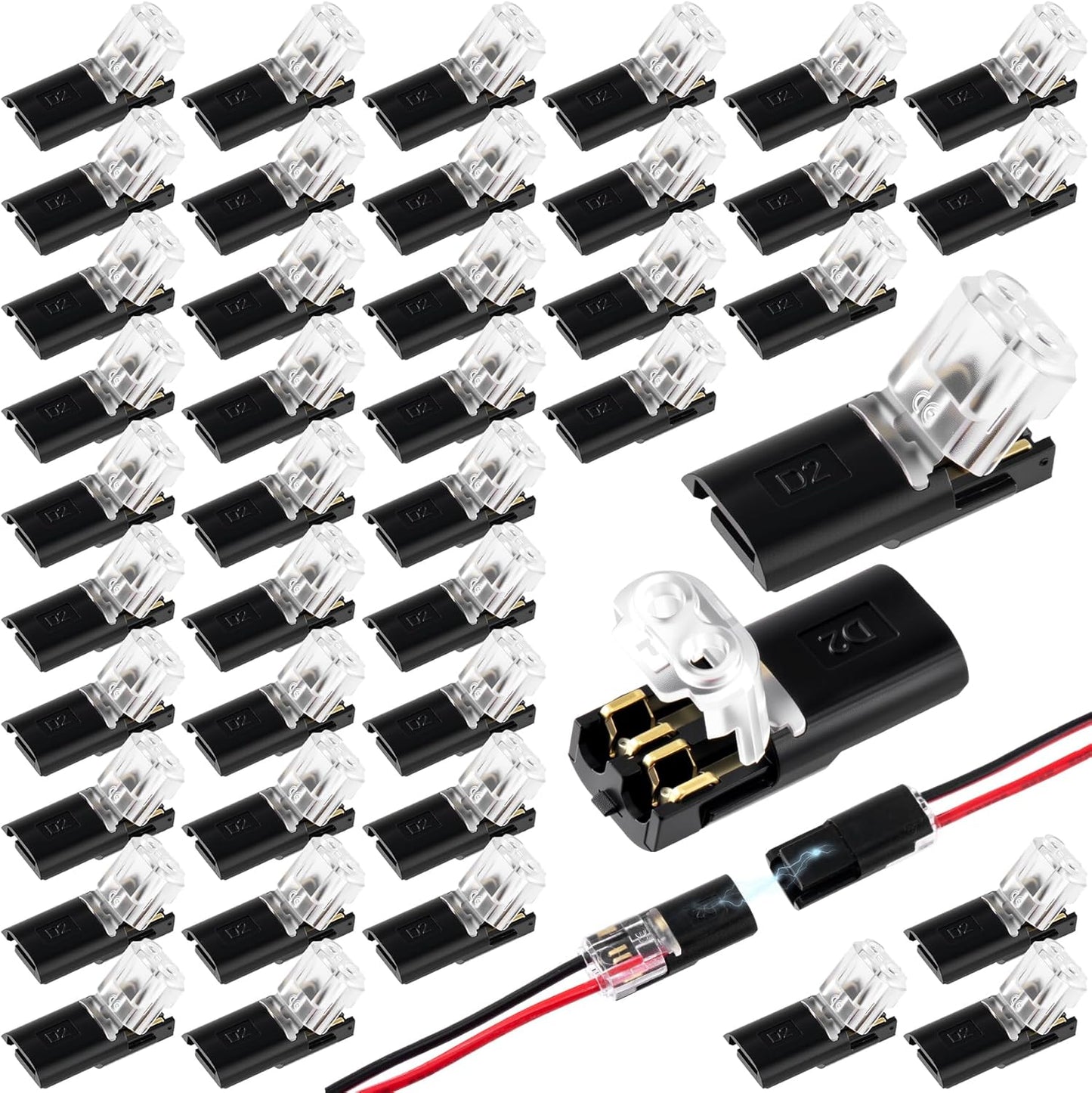 60 Conectores Enchufe Doble Cable 18-22AWG