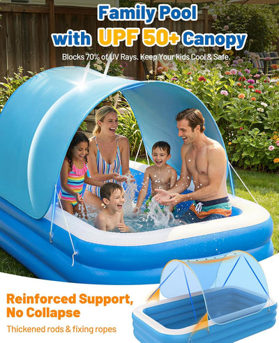 Piscina inflable grande para adultos y niños 118x69pulg azul
