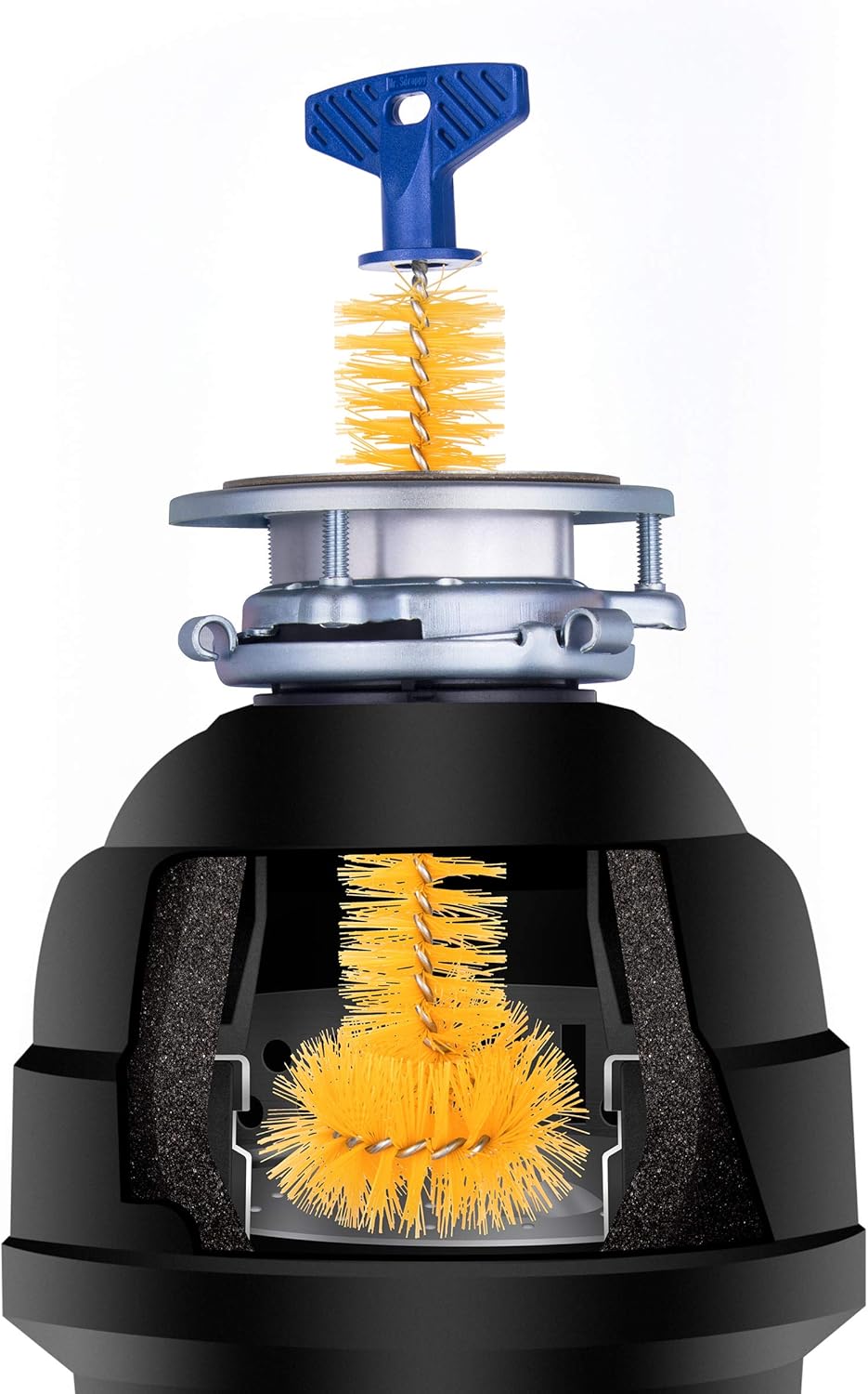 Cepillo triturador basura mango resistente 11pulg amarillo