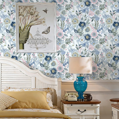 Papel tapiz floral autoadhesivo 16.9x118.1pulg