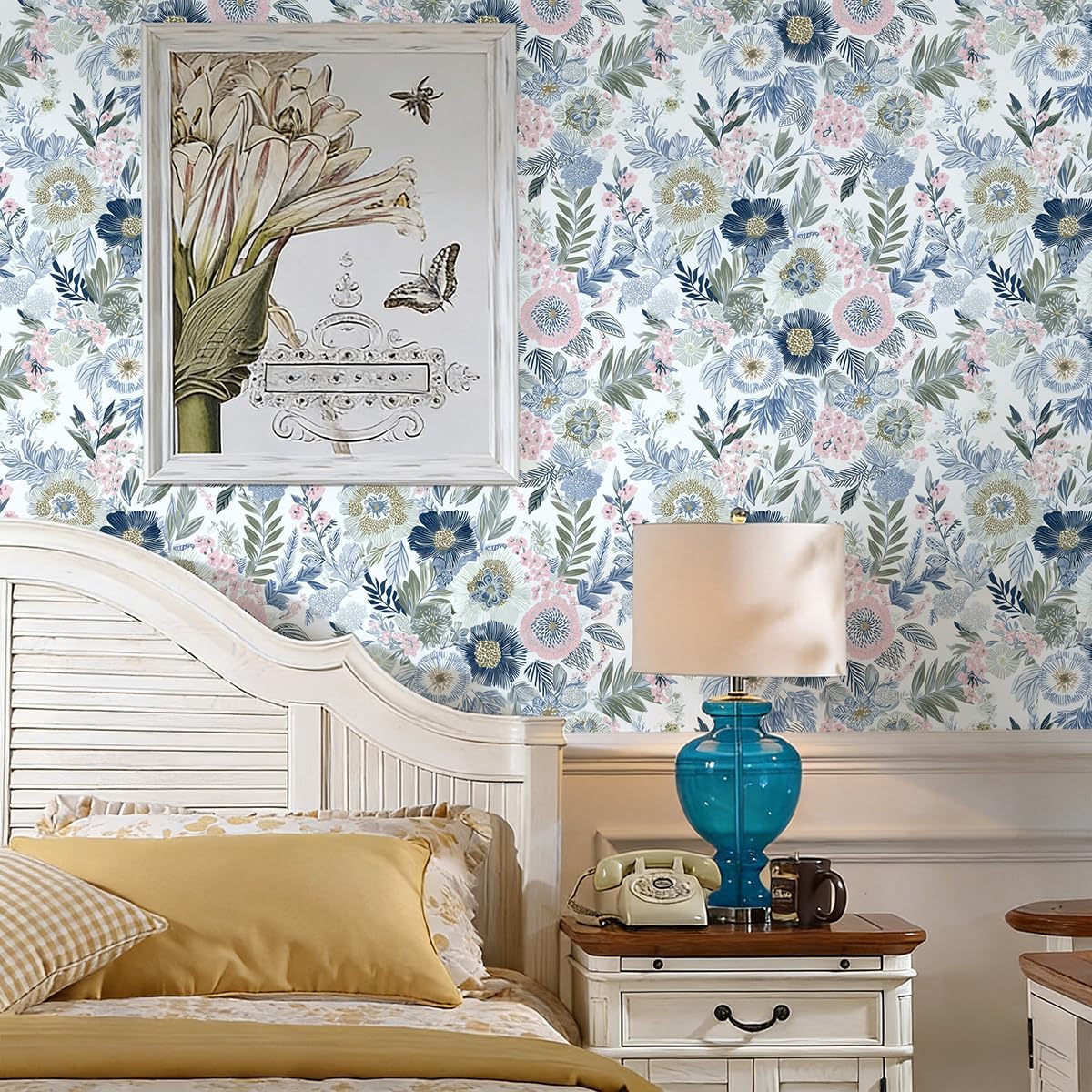 Papel tapiz floral autoadhesivo 16.9x196.8pulg
