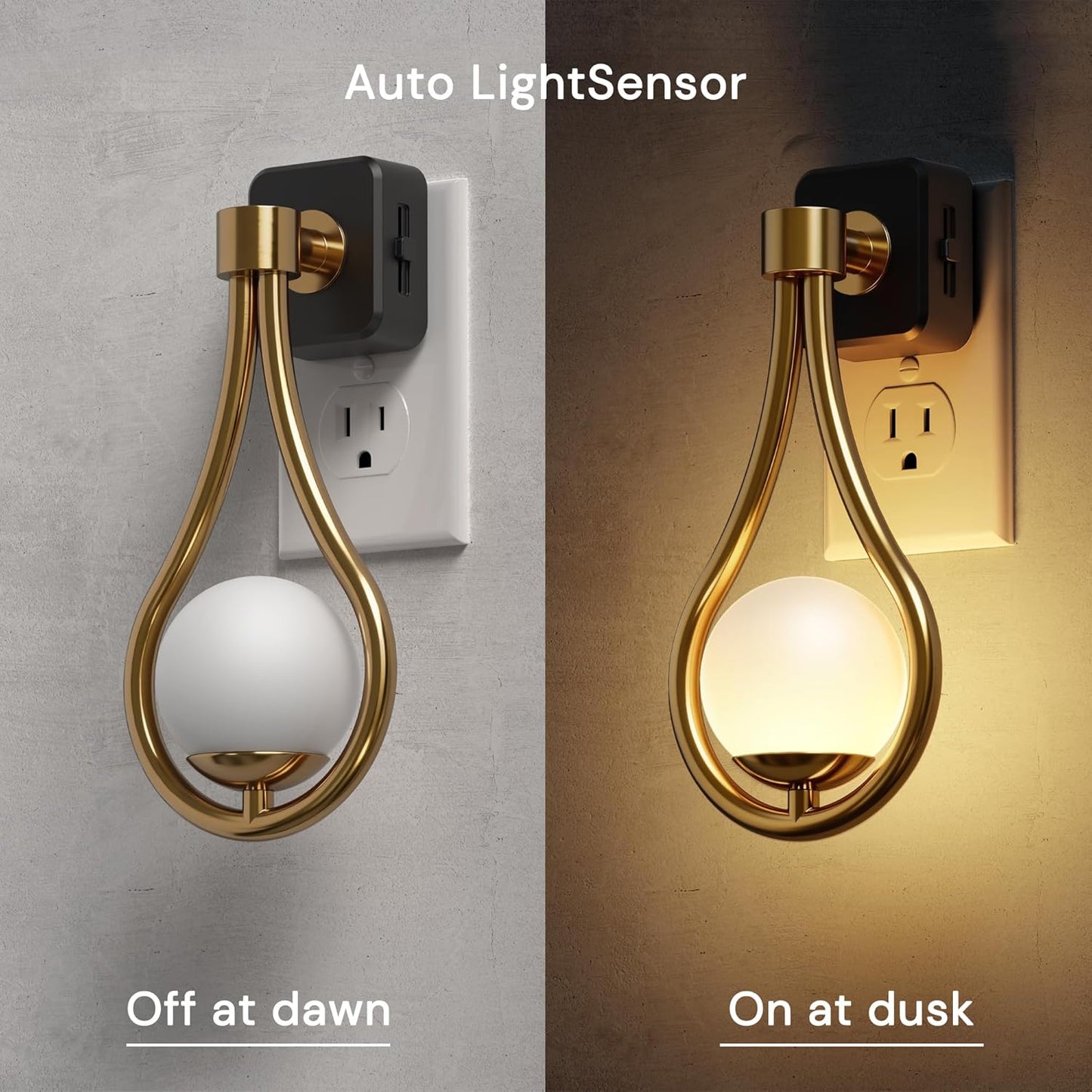 Luz Nocturna Sensor Atardecer Amanecer Blanca Suave 3000K