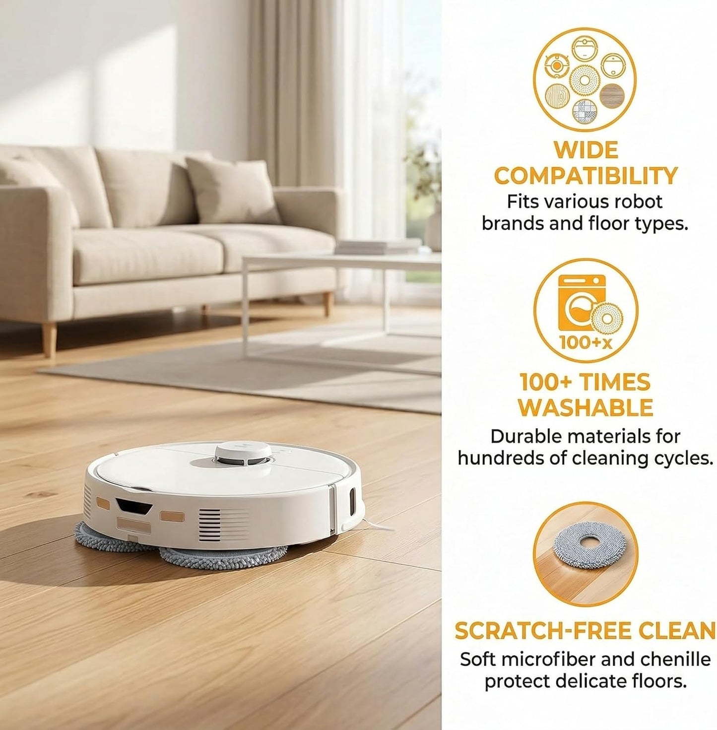 10 Pzas almohadillas trapeador robot Roborock Saros Curv