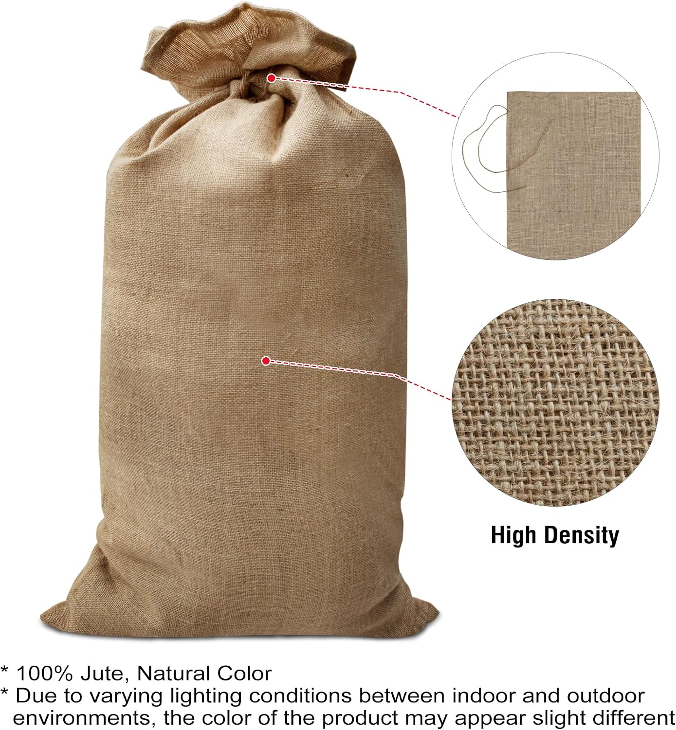 4 Pzas Bolsa Arpillera Yute 20x40pulg Reutilizable Almacenamiento