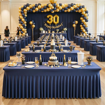 4 Manteles Elastano Azul Marino 6ft Ajustables Bodas Fiestas