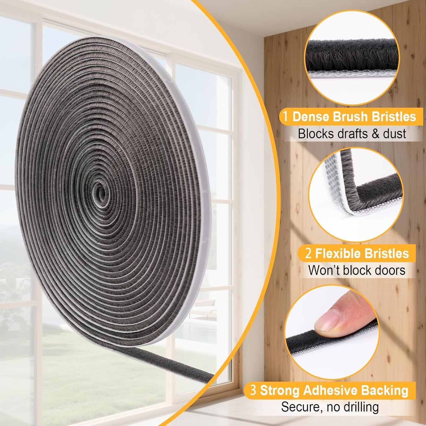 Sellador para ventanas y puertas deslizables 16.5pies gris
