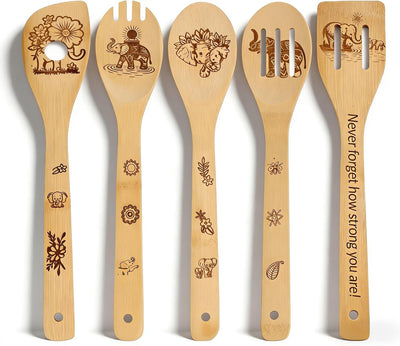 Cucharas de madera de elefante para cocinar y regalar